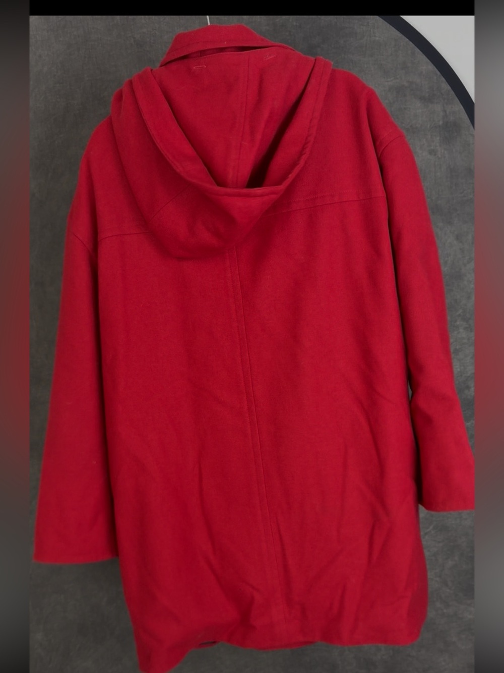 Vintage International Scene Red Hooded Wool Look Toggle Coat XL With Gloves - Picture 4 of 8